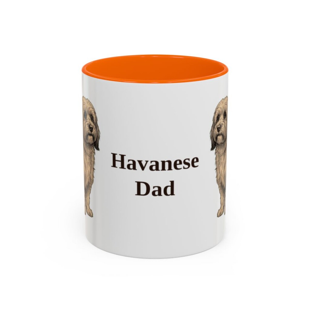 11oz Havanese Dog Dad Mug, Orange, front view