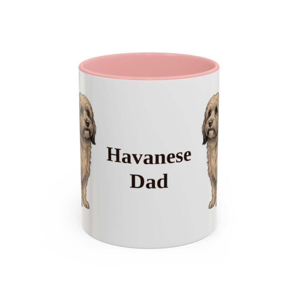 11oz Havanese Dog Dad Mug, Pink, front view