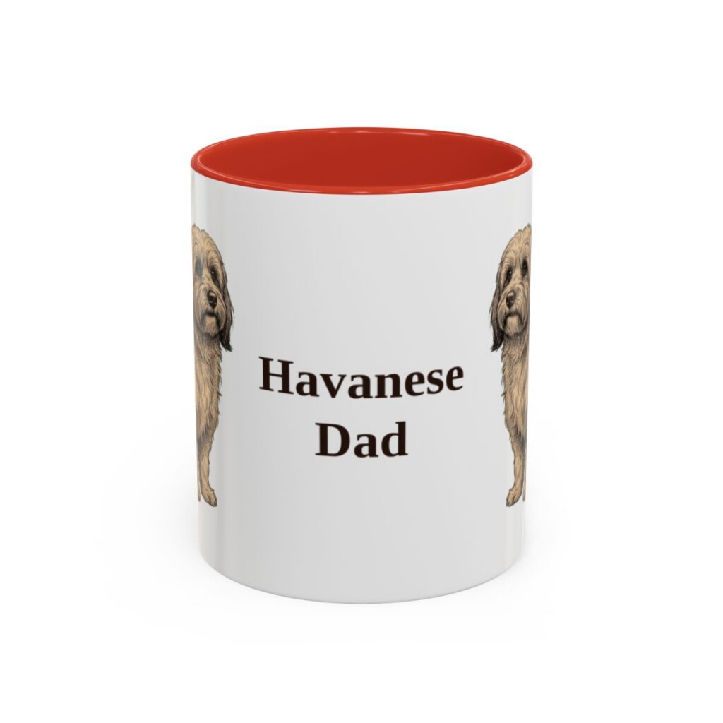 11oz Havanese Dog Dad Mug, Red, front view