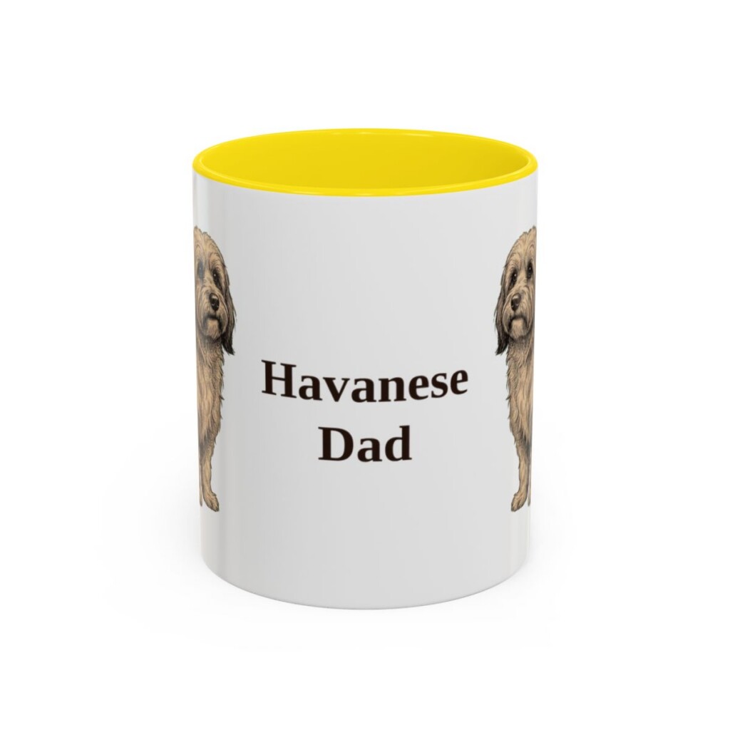 11oz Havanese Dog Dad Mug, Yellow, front view
