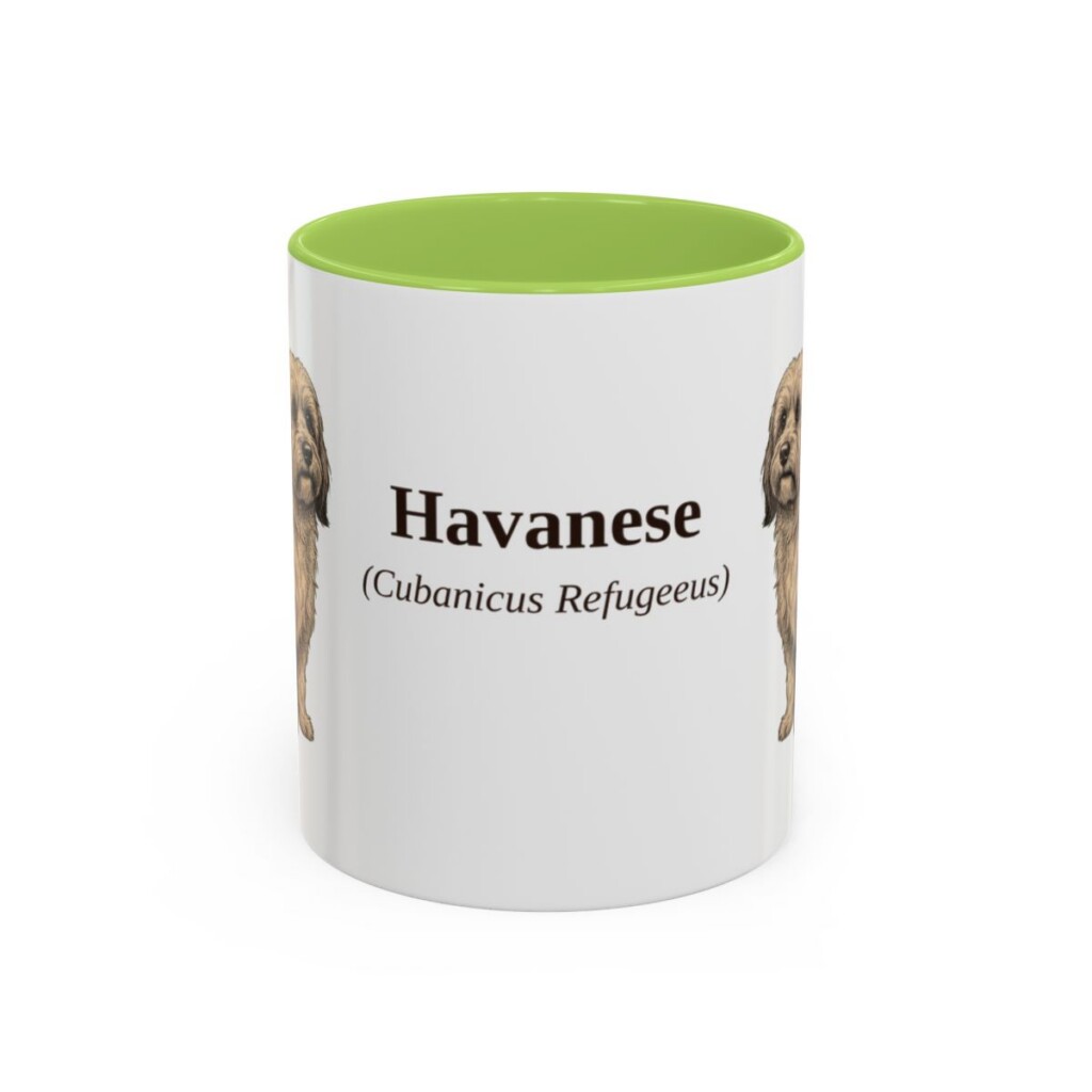 11oz Havanese Latin Mug, Light Green, front view