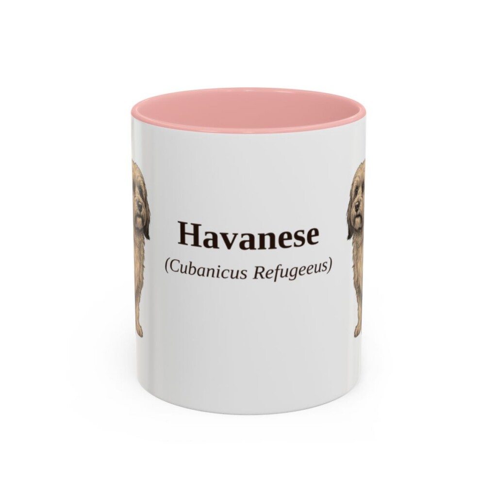 11oz Havanese Latin Mug, Pink, front view