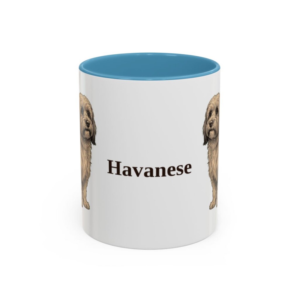 11oz Havanese Mug, Light Blue, front view