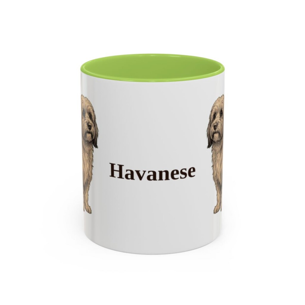 11oz Havanese Mug, Light Green, front view