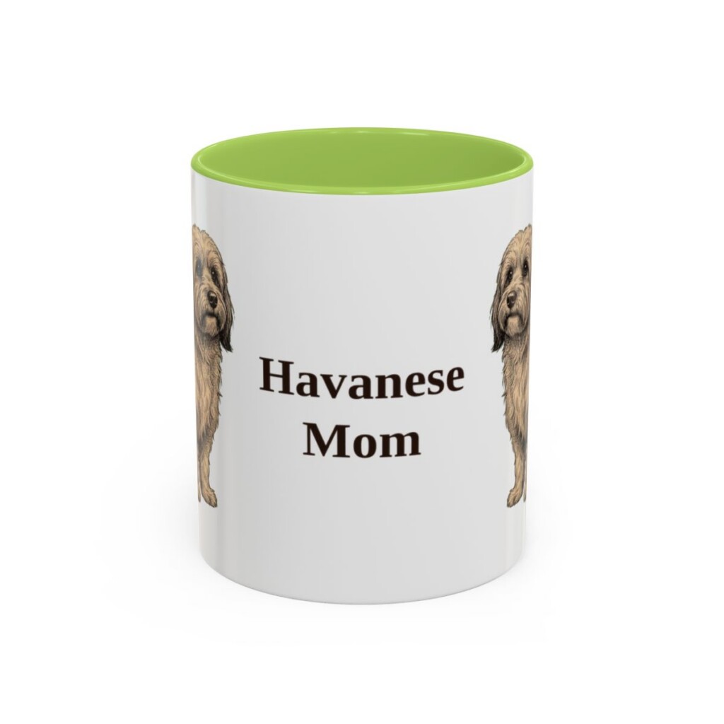 11oz Havanese Dog Mom Mug, Light Green, front view