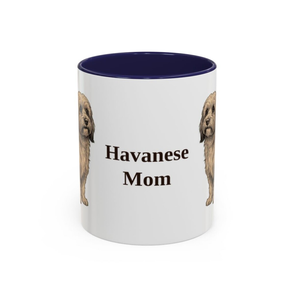 11oz Havanese Dog Mom Mug, Navy, front view