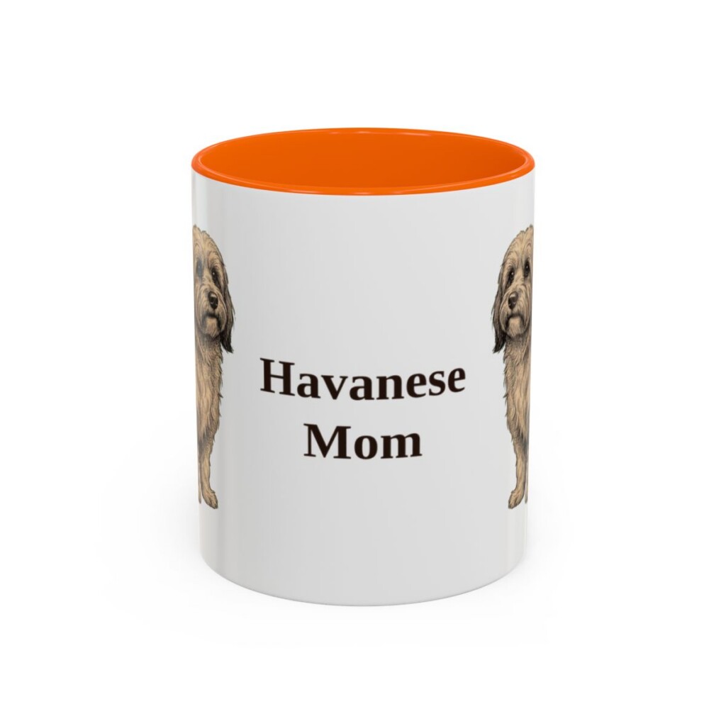 11oz Havanese Dog Mom Mug, Orange, front view
