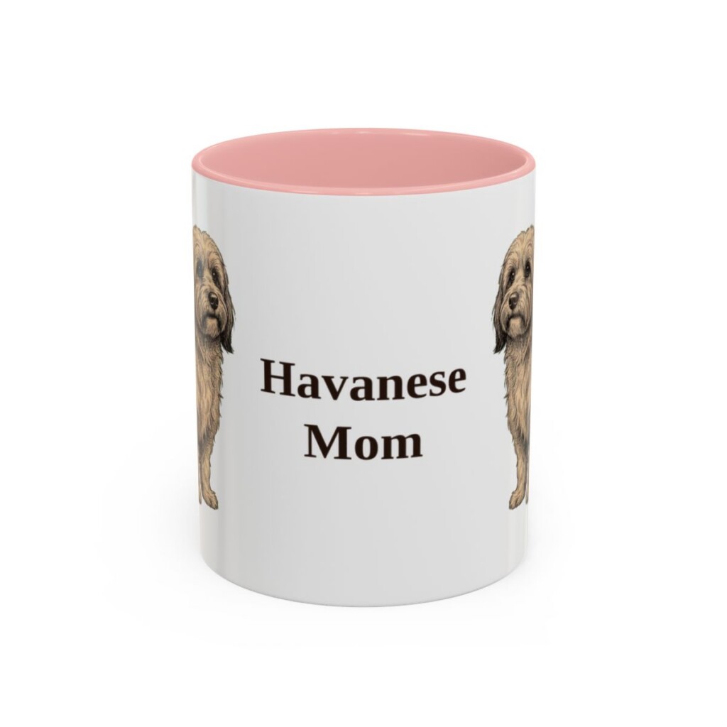 11oz Havanese Dog Mom Mug, Pink, front view