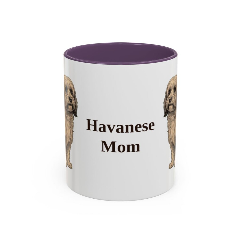 11oz Havanese Dog Mom Mug, Purple, front view