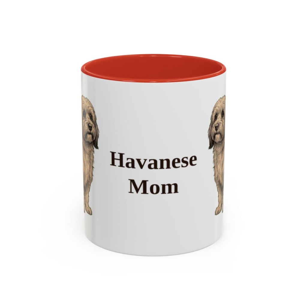 11oz Havanese Dog Mom Mug, Red, front view
