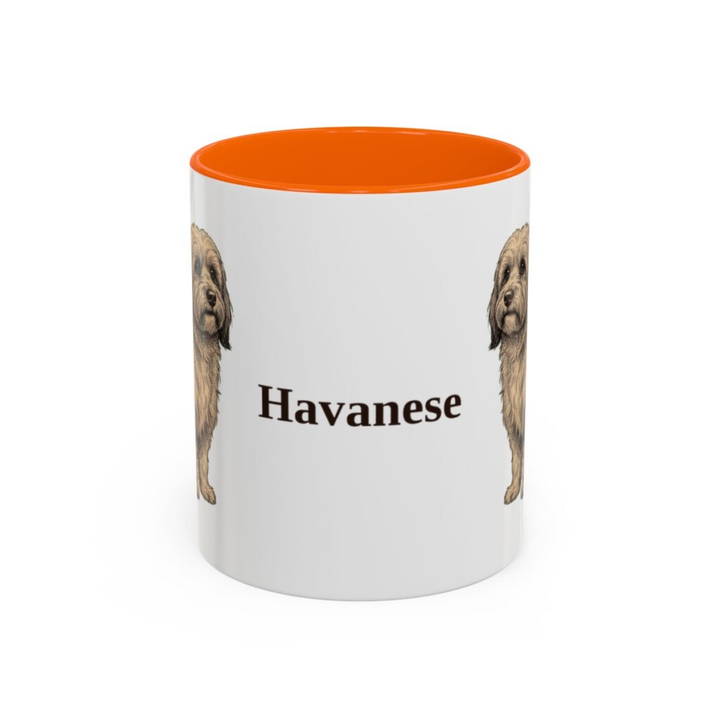 11oz Havanese Mug, Orange, front view