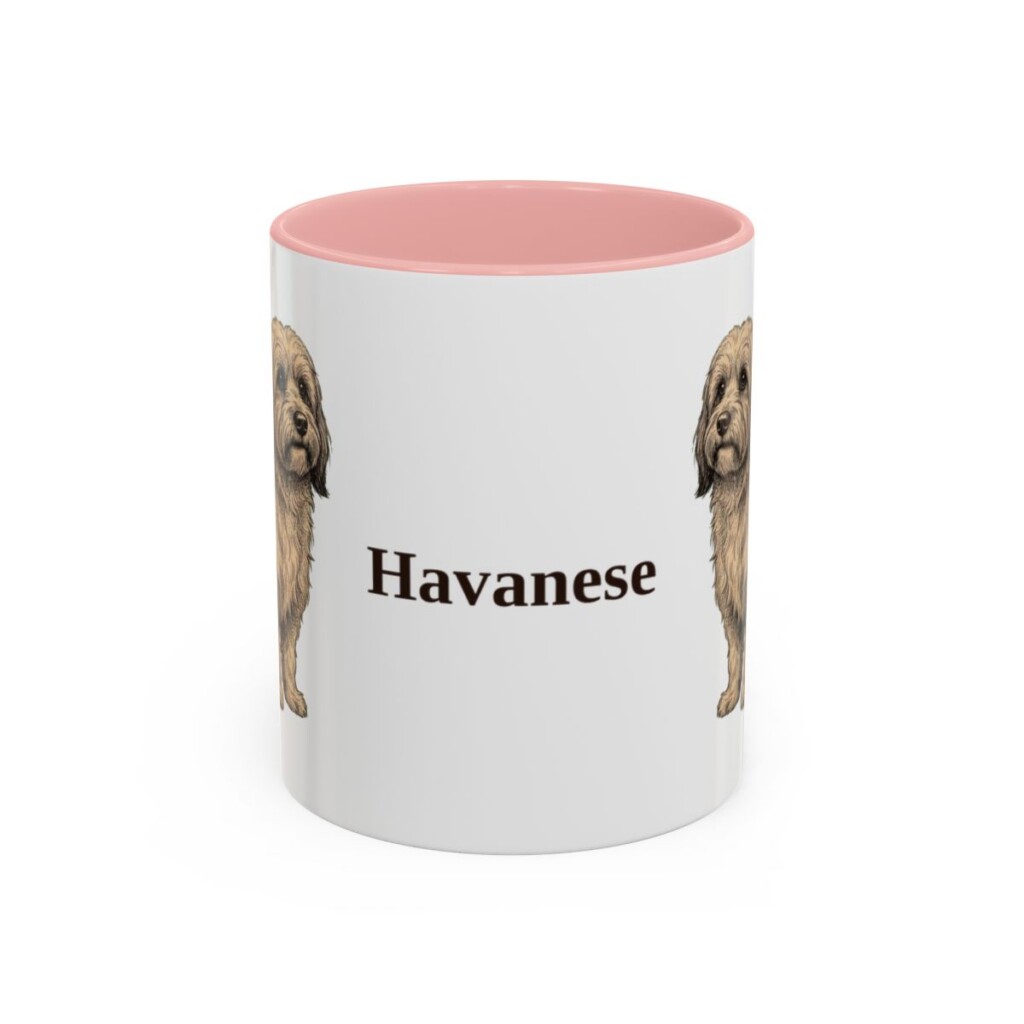 11oz Havanese Mug, Pink, front view