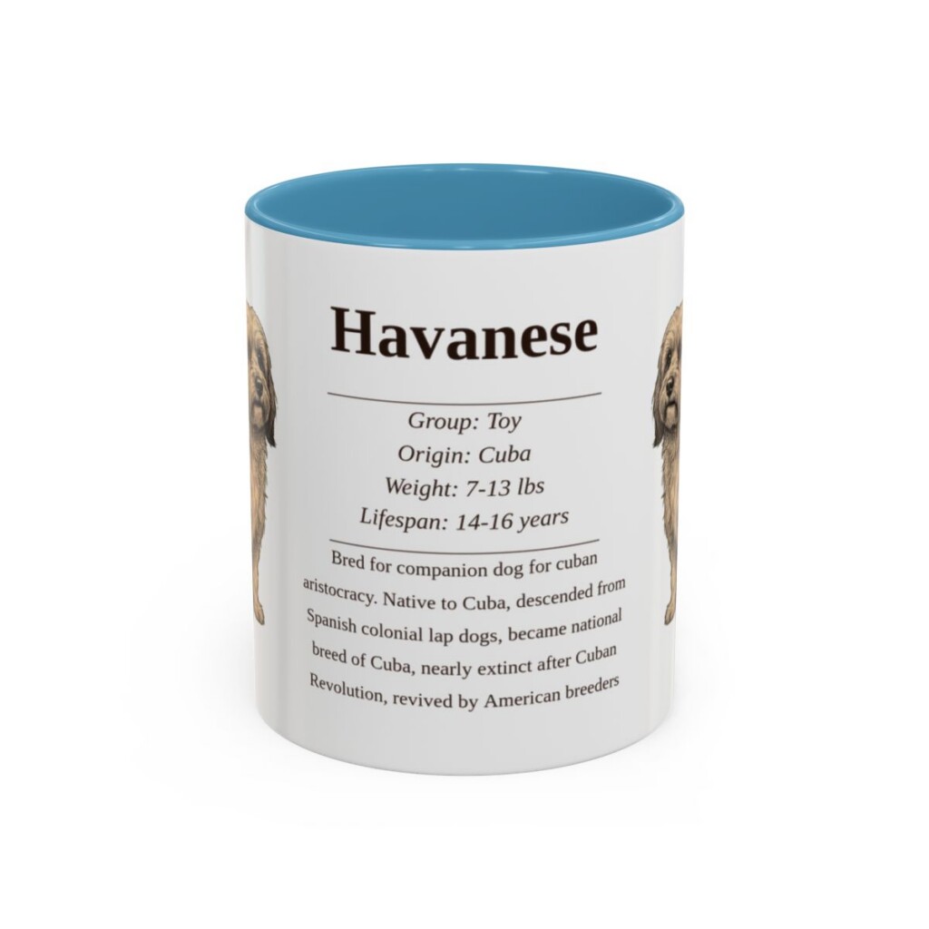 11oz Havanese Mug, Light Blue, front view