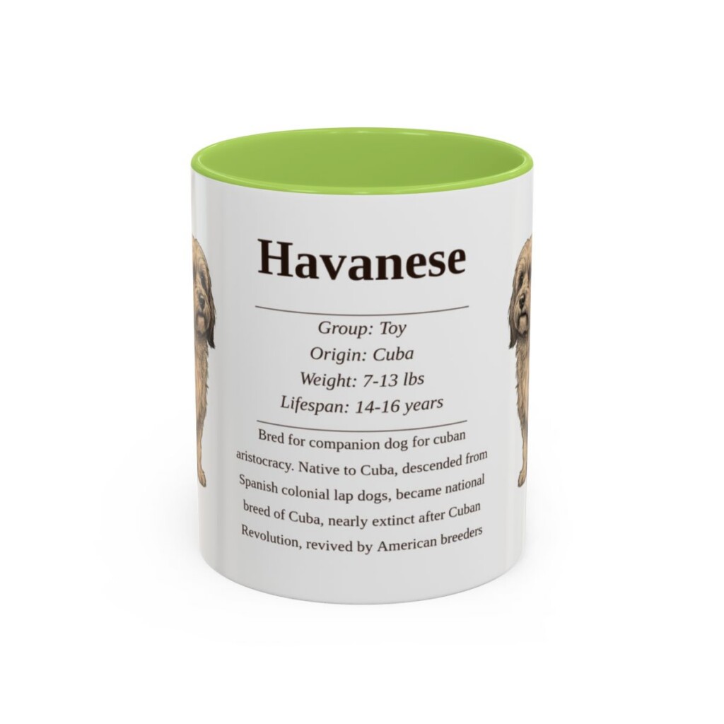 11oz Havanese Mug, Light Green, front view