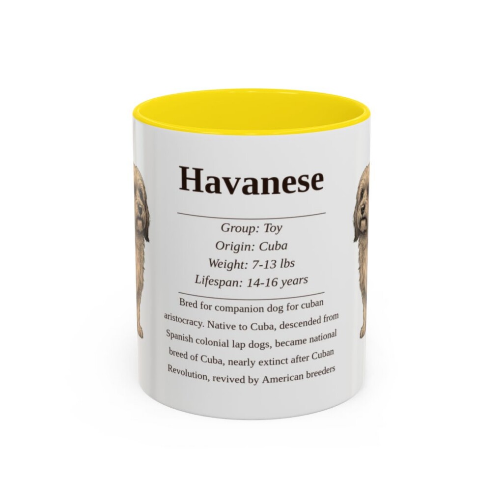 11oz Havanese Mug, Yellow, front view