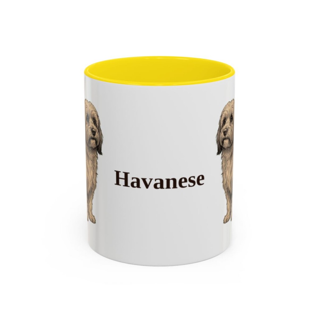 11oz Havanese Mug, Yellow, front view