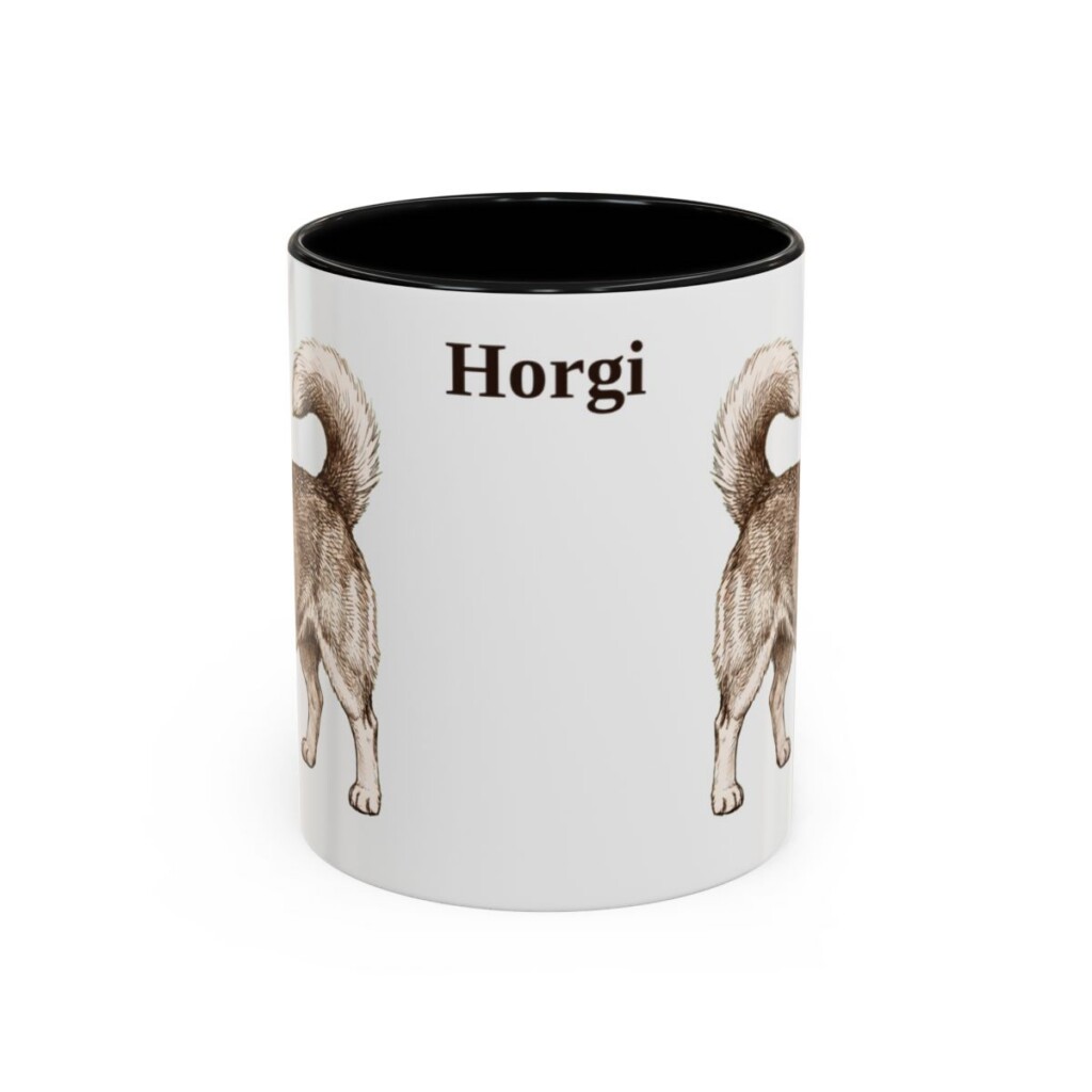 11oz Horgi Mug, Black, front view