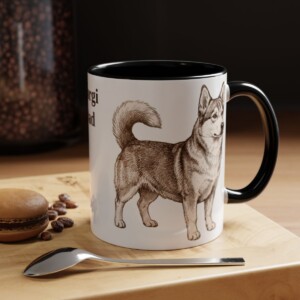11oz Horgi Dog Dad Mug, Black, lifestyle photo