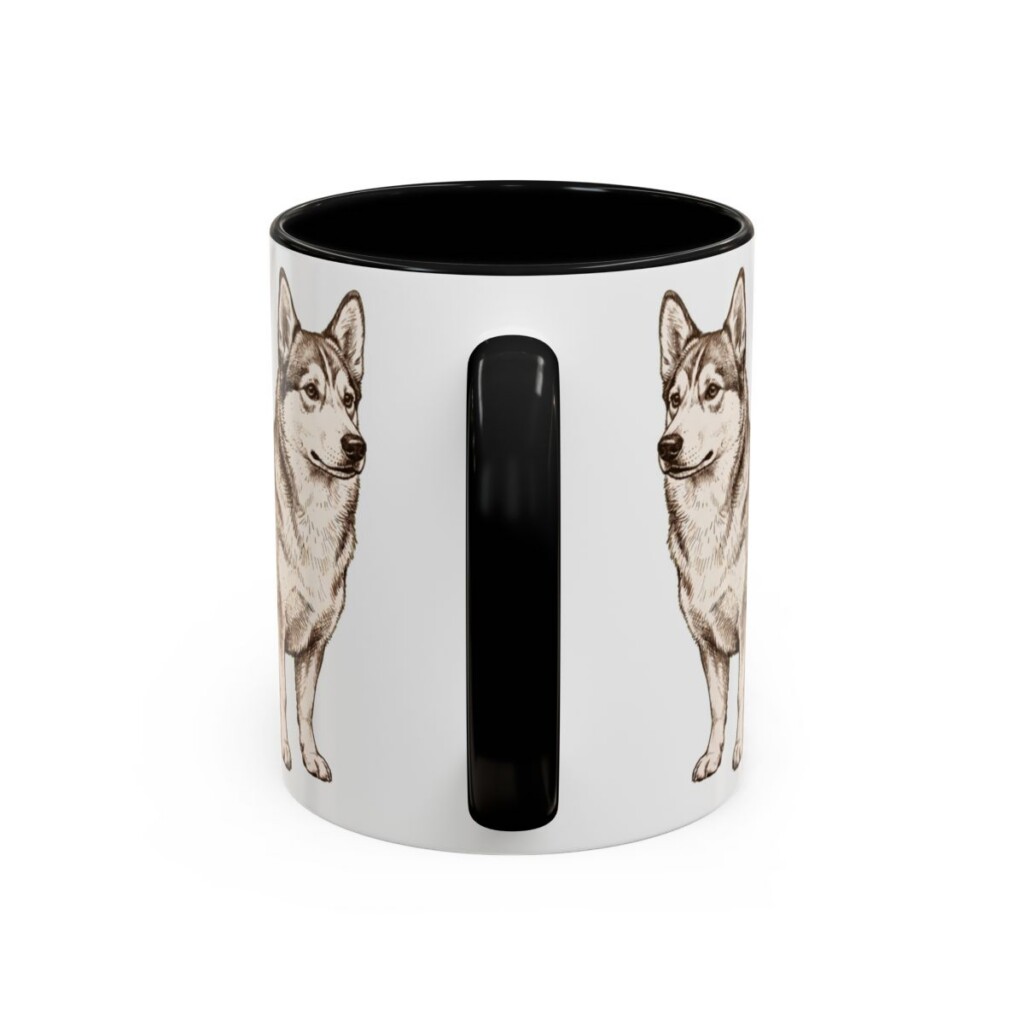 11oz Horgi Dog Dad Mug, Black, back view