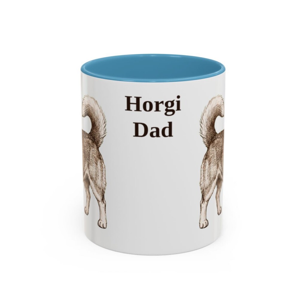 11oz Horgi Dog Dad Mug, Light Blue, front view