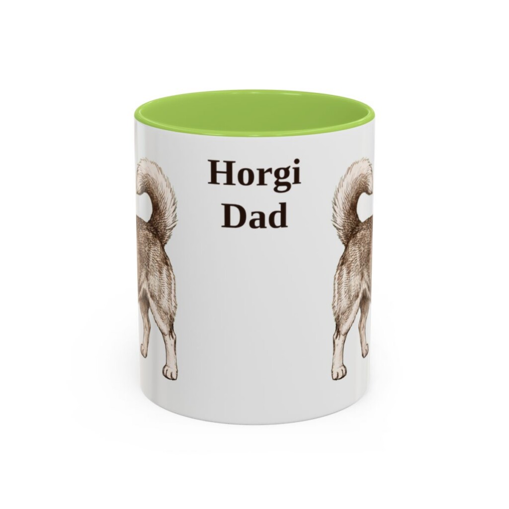 11oz Horgi Dog Dad Mug, Light Green, front view