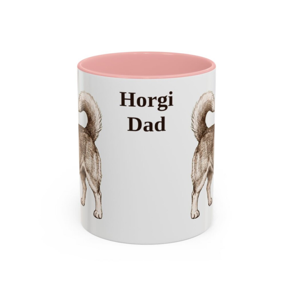 11oz Horgi Dog Dad Mug, Pink, front view