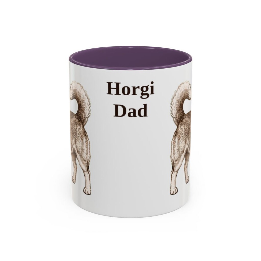 11oz Horgi Dog Dad Mug, Purple, front view