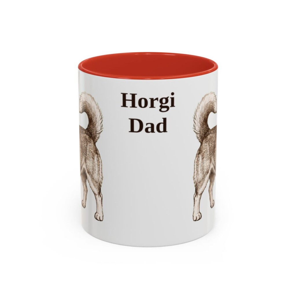 11oz Horgi Dog Dad Mug, Red, front view