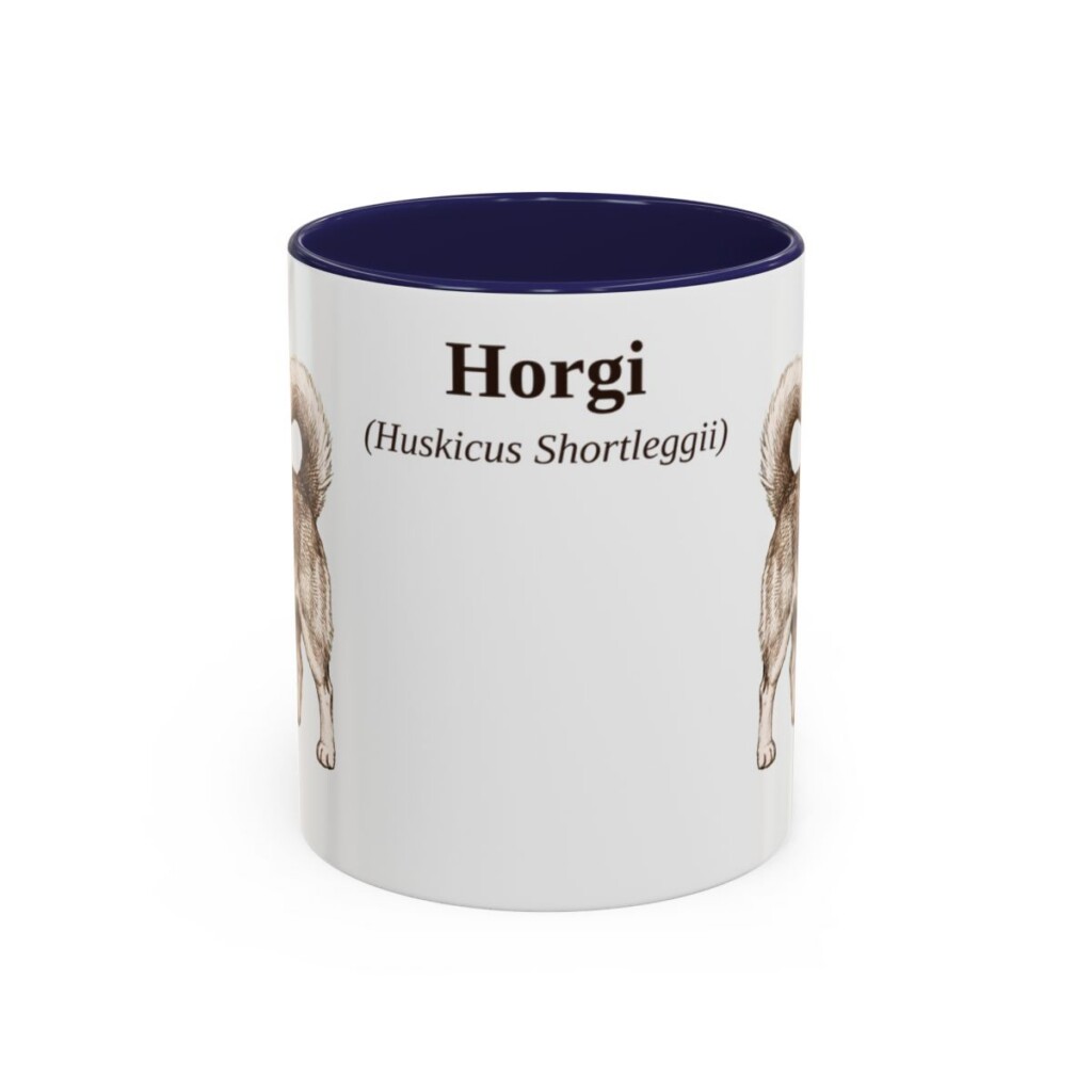 11oz Horgi Latin Mug, Navy, front view