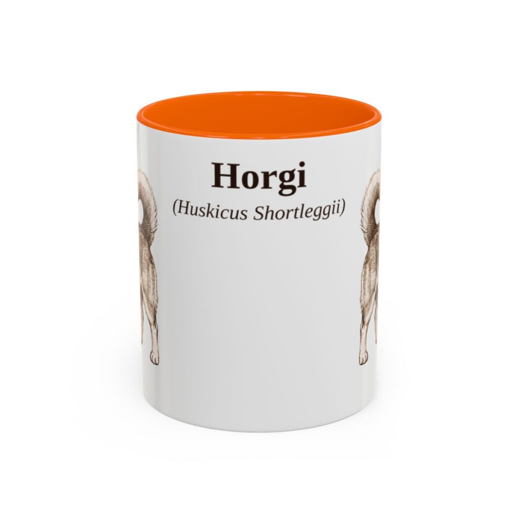 11oz Horgi Latin Mug, Orange, front view