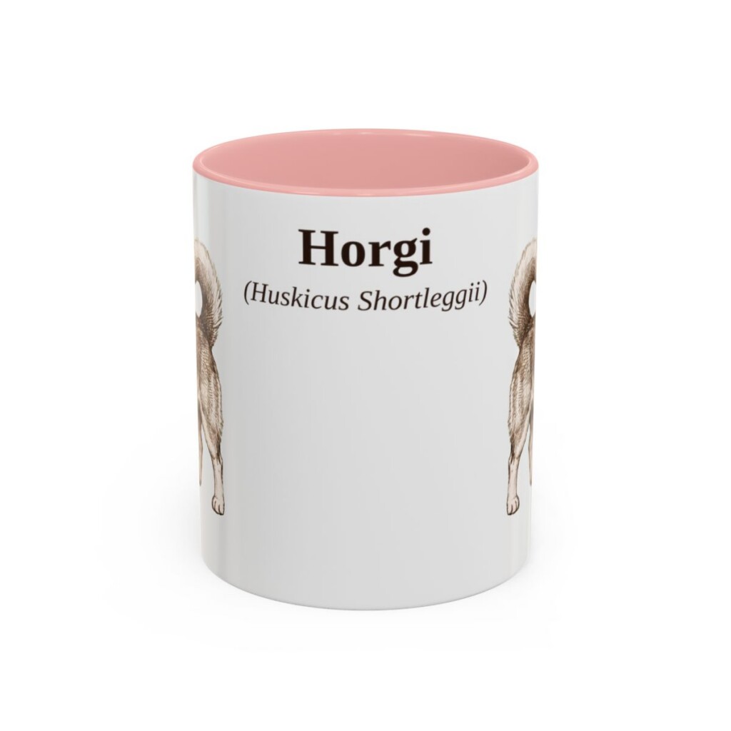11oz Horgi Latin Mug, Pink, front view