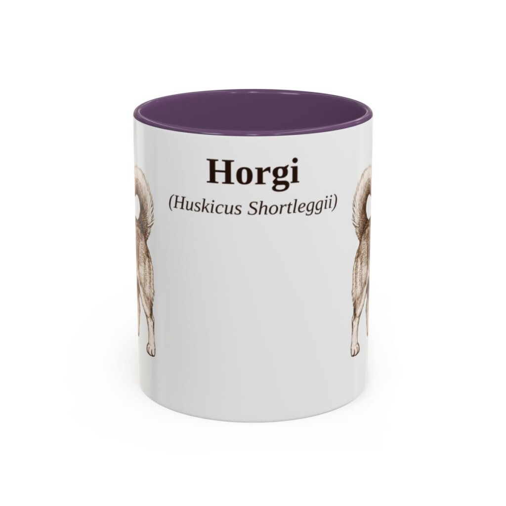 11oz Horgi Latin Mug, Purple, front view