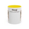 11oz Horgi Latin Mug, Yellow, front view