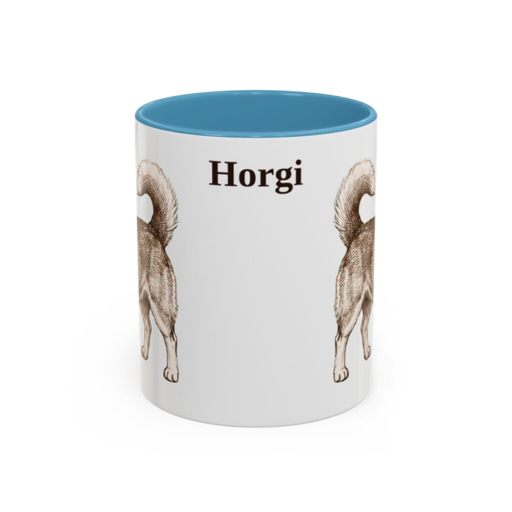 11oz Horgi Mug, Light Blue, front view