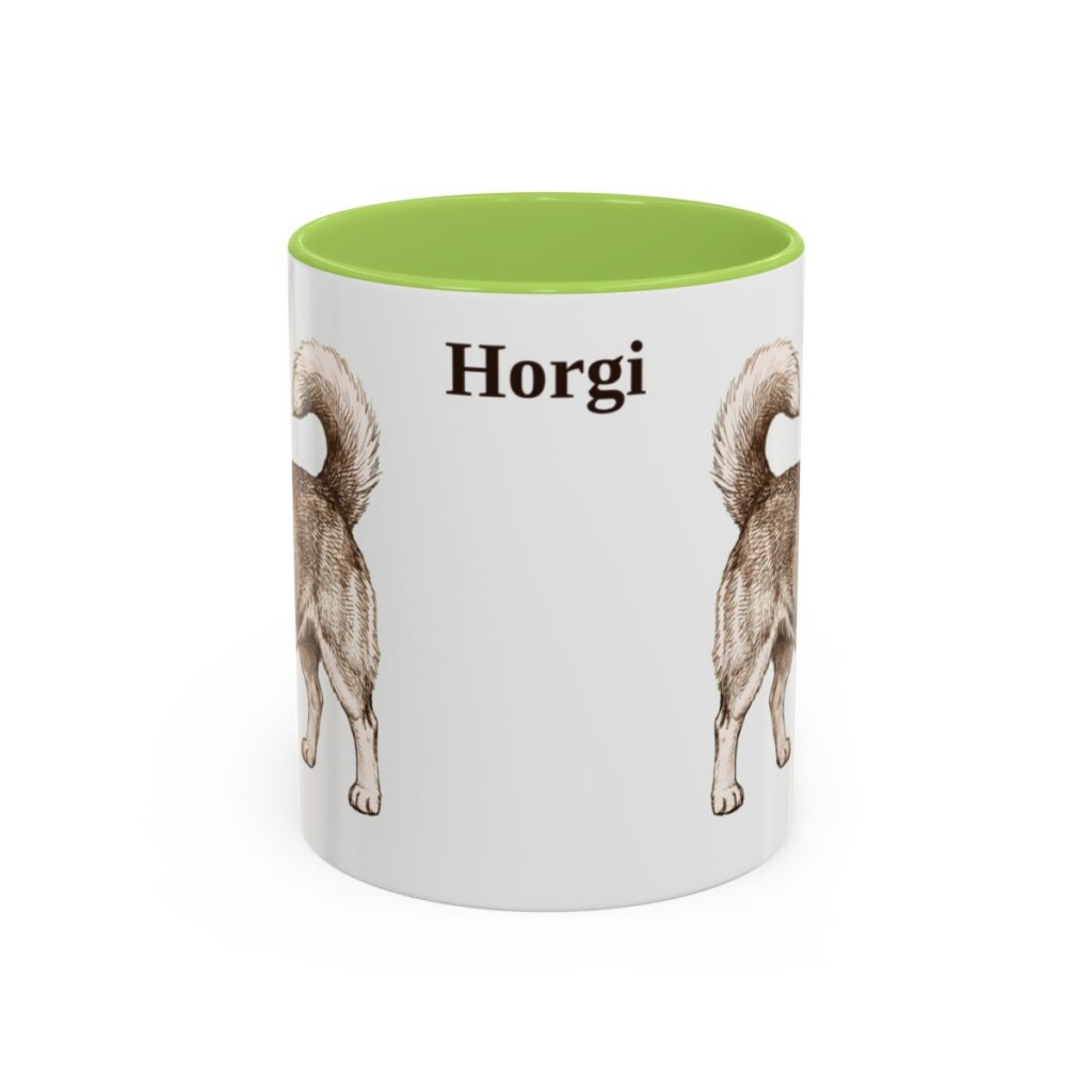 11oz Horgi Mug, Light Green, front view