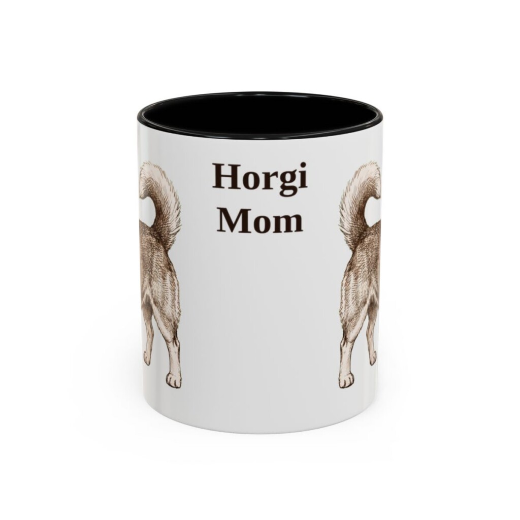 11oz Horgi Dog Mom Mug, Black, front view