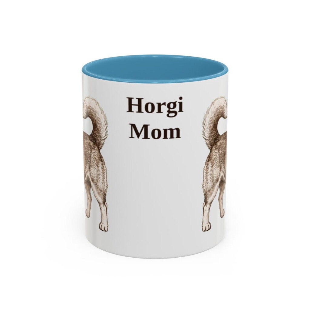 11oz Horgi Dog Mom Mug, Light Blue, front view