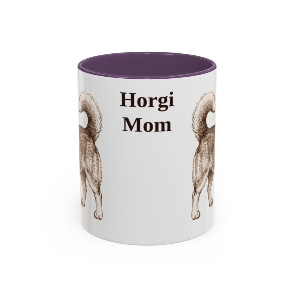 11oz Horgi Dog Mom Mug, Purple, front view