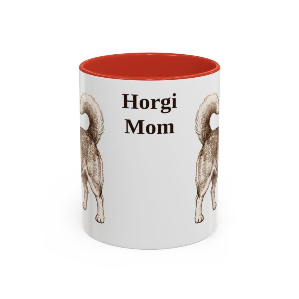 11oz Horgi Dog Mom Mug, Red, front view