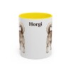 11oz Horgi Mug, Yellow, front view