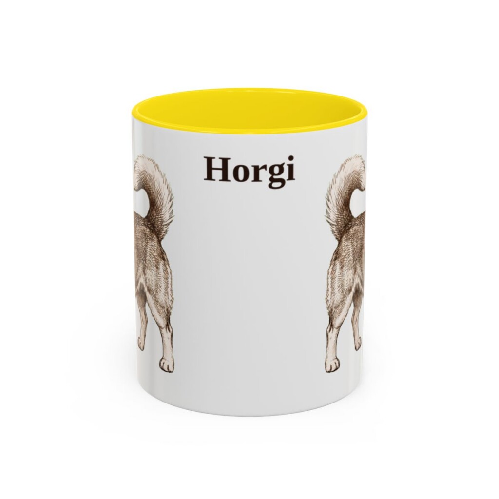 11oz Horgi Mug, Yellow, front view