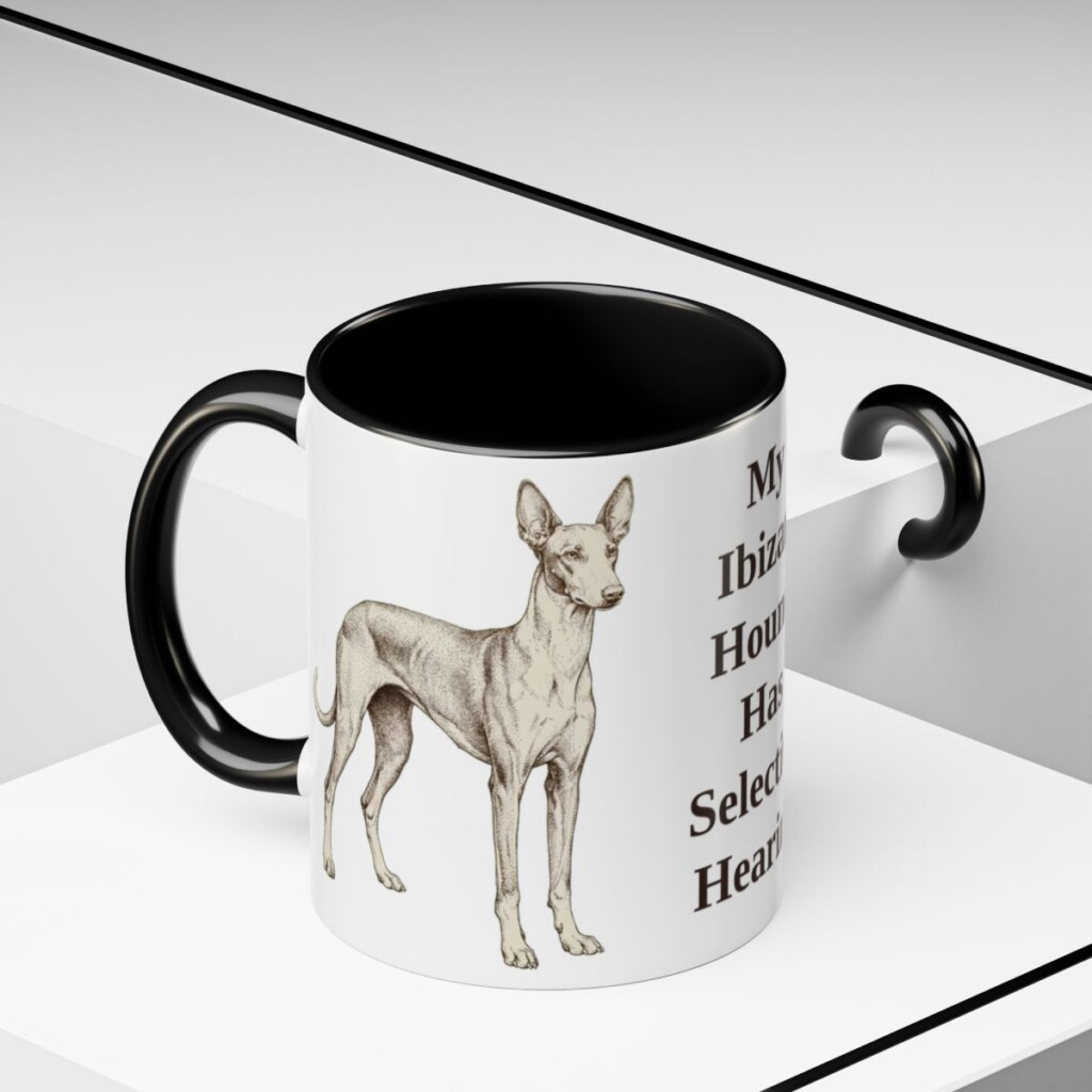11oz-ibizan-hound-mug-humor-black-context-2 11oz Funny Ibizan Hound Mug, Black, lifestyle photo