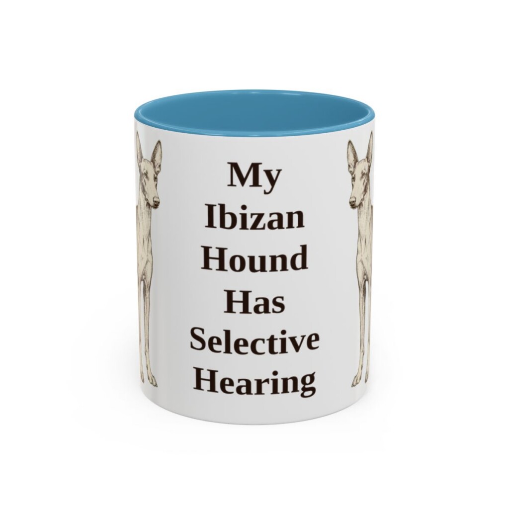 11oz-ibizan-hound-mug-humor-light-blue 11oz Funny Ibizan Hound Mug, Light Blue, front view