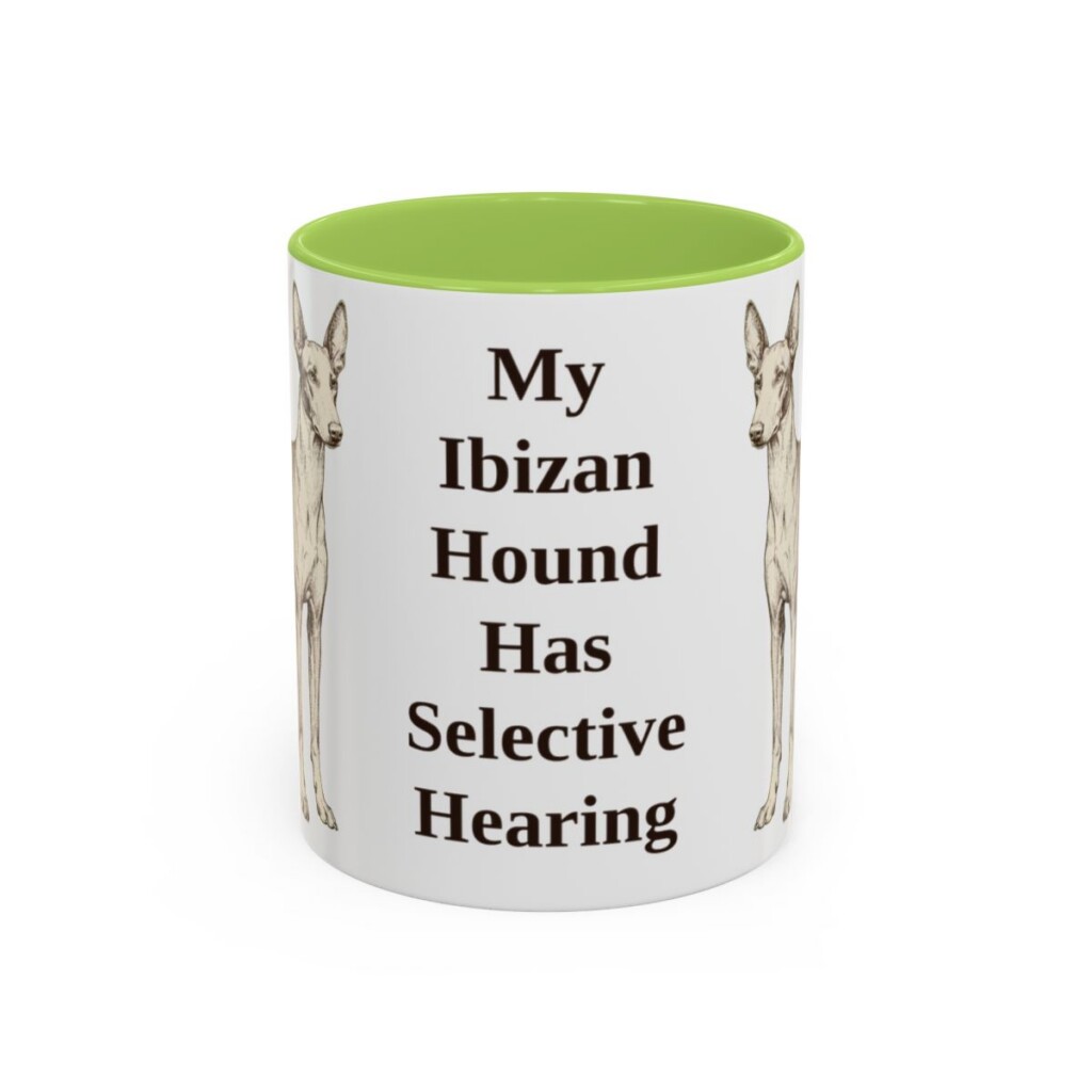 11oz-ibizan-hound-mug-humor-light-green 11oz Funny Ibizan Hound Mug, Light Green, front view