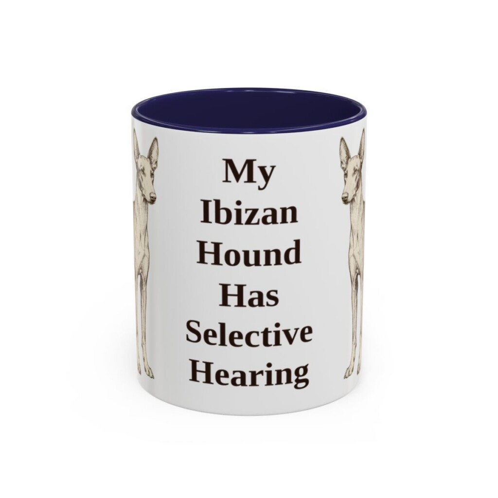 11oz-ibizan-hound-mug-humor-navy 11oz Funny Ibizan Hound Mug, Navy, front view