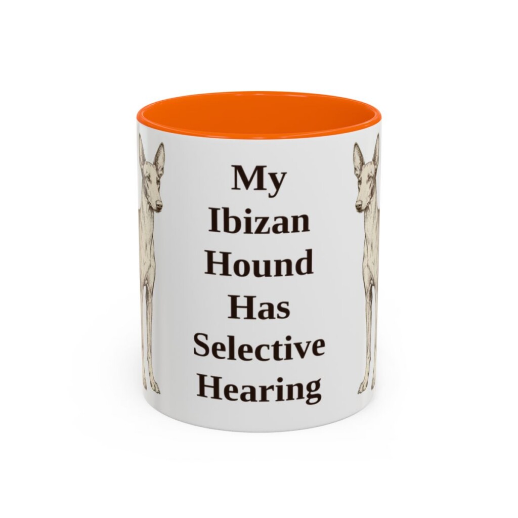 11oz-ibizan-hound-mug-humor-orange 11oz Funny Ibizan Hound Mug, Orange, front view