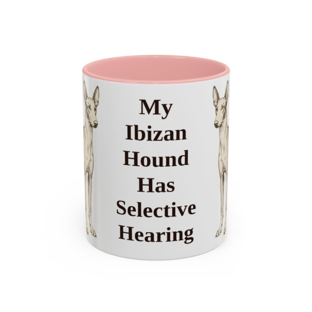 11oz-ibizan-hound-mug-humor-pink 11oz Funny Ibizan Hound Mug, Pink, front view