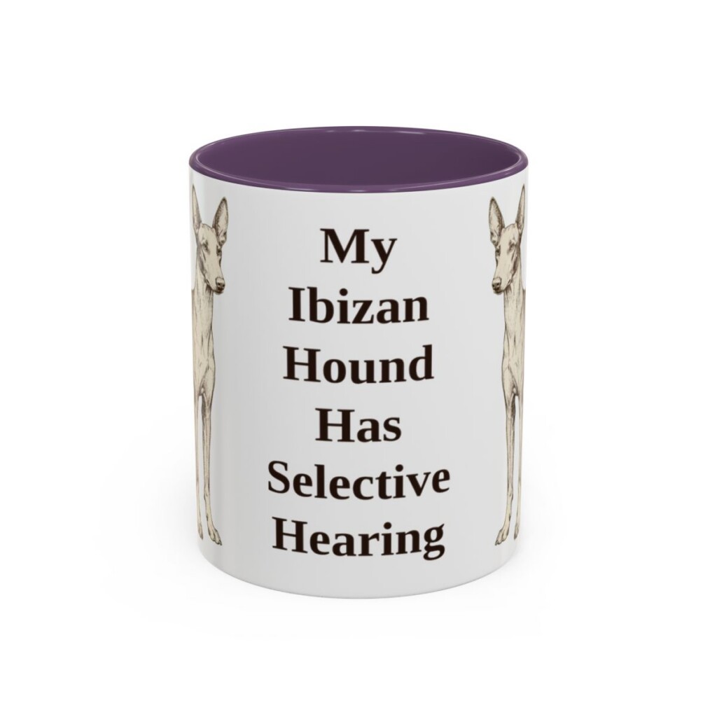 11oz-ibizan-hound-mug-humor-purple 11oz Funny Ibizan Hound Mug, Purple, front view