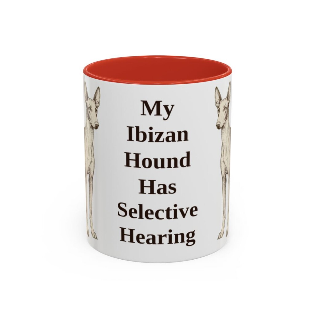 11oz-ibizan-hound-mug-humor-red 11oz Funny Ibizan Hound Mug, Red, front view