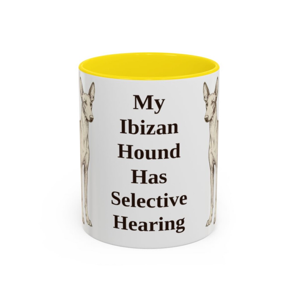 11oz-ibizan-hound-mug-humor-yellow 11oz Funny Ibizan Hound Mug, Yellow, front view